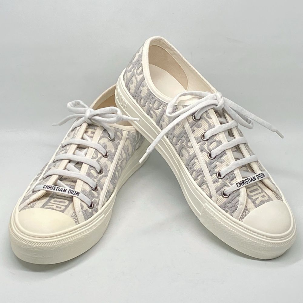 Dior Walk'n'Dior Sneaker Stone Gray Dior Oblique Embroidered Cotton size 41 - Picture 6 of 16